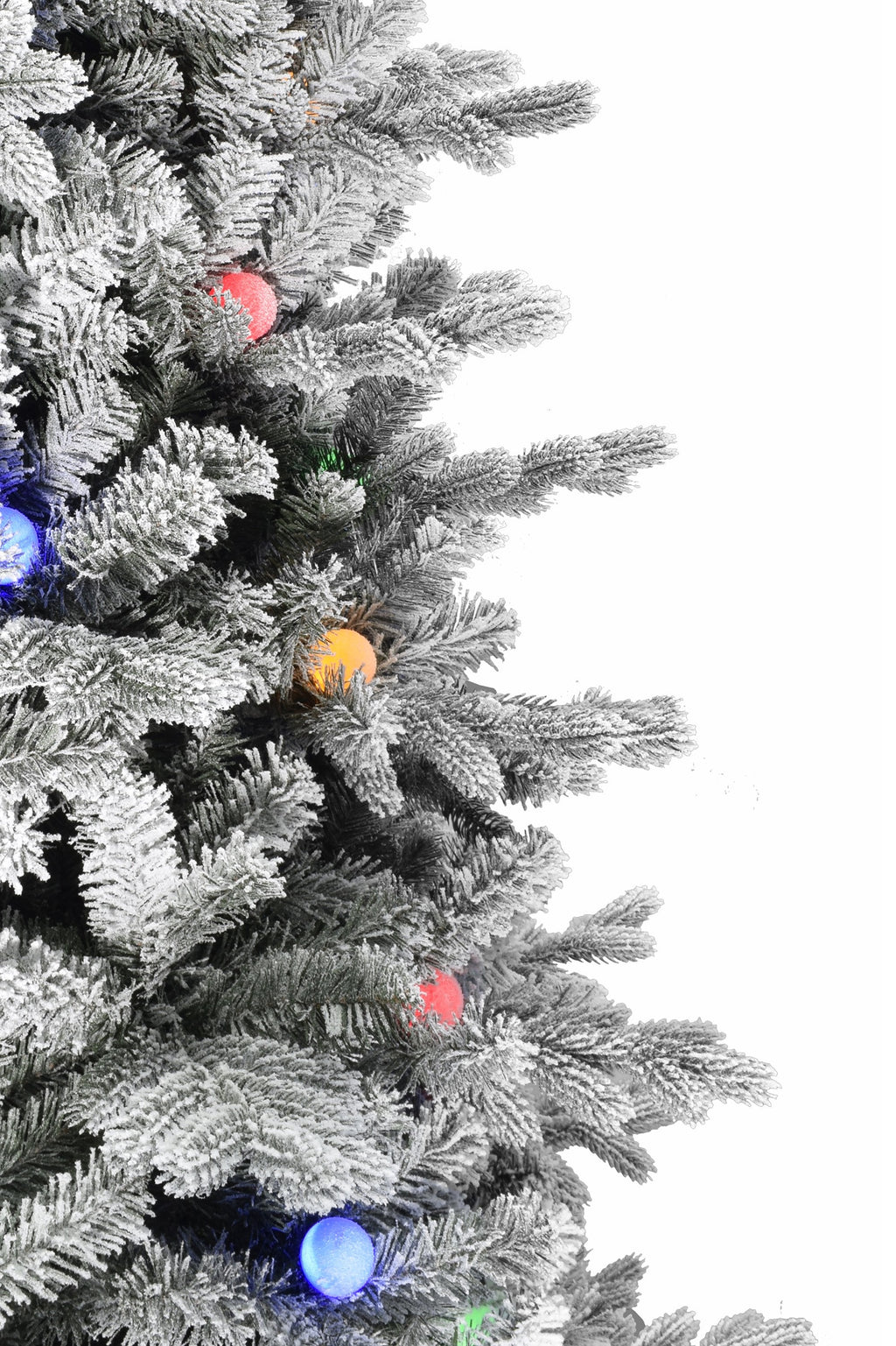 Pre-lit Large Bulb Snow Flocked Grand Noble Fir with Metal Stand - Instant Connect Feature