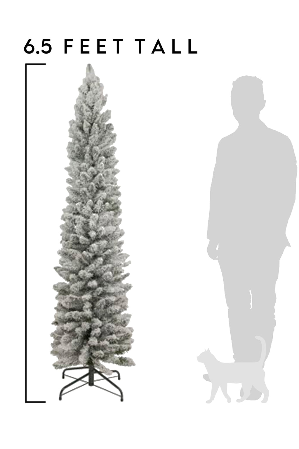 6.5 ft Pencil Snow Flock Tree