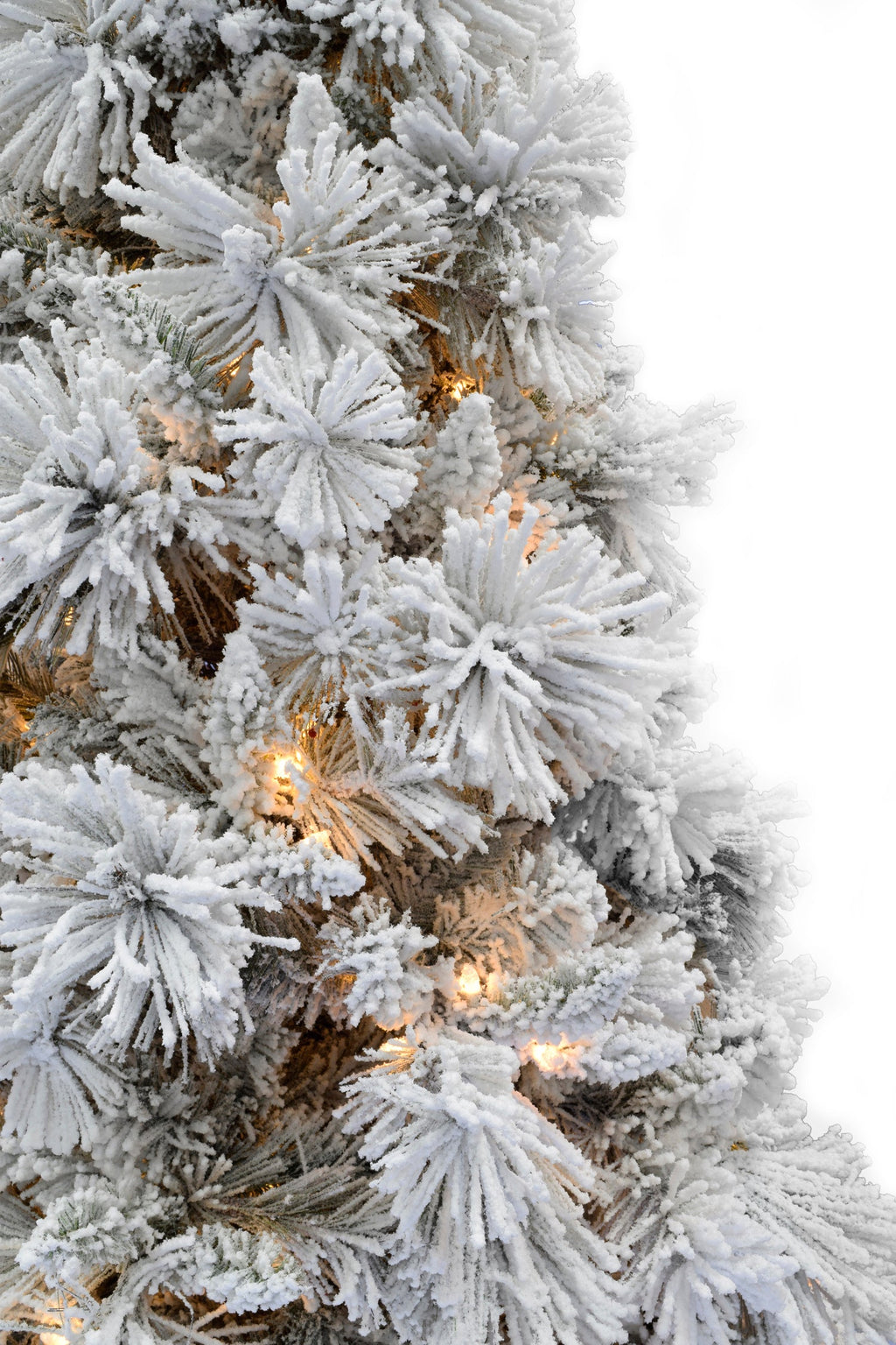 Pre-lit Slim Snow Flocked Atka Christmas Tree with Metal Stand and Instant Connect