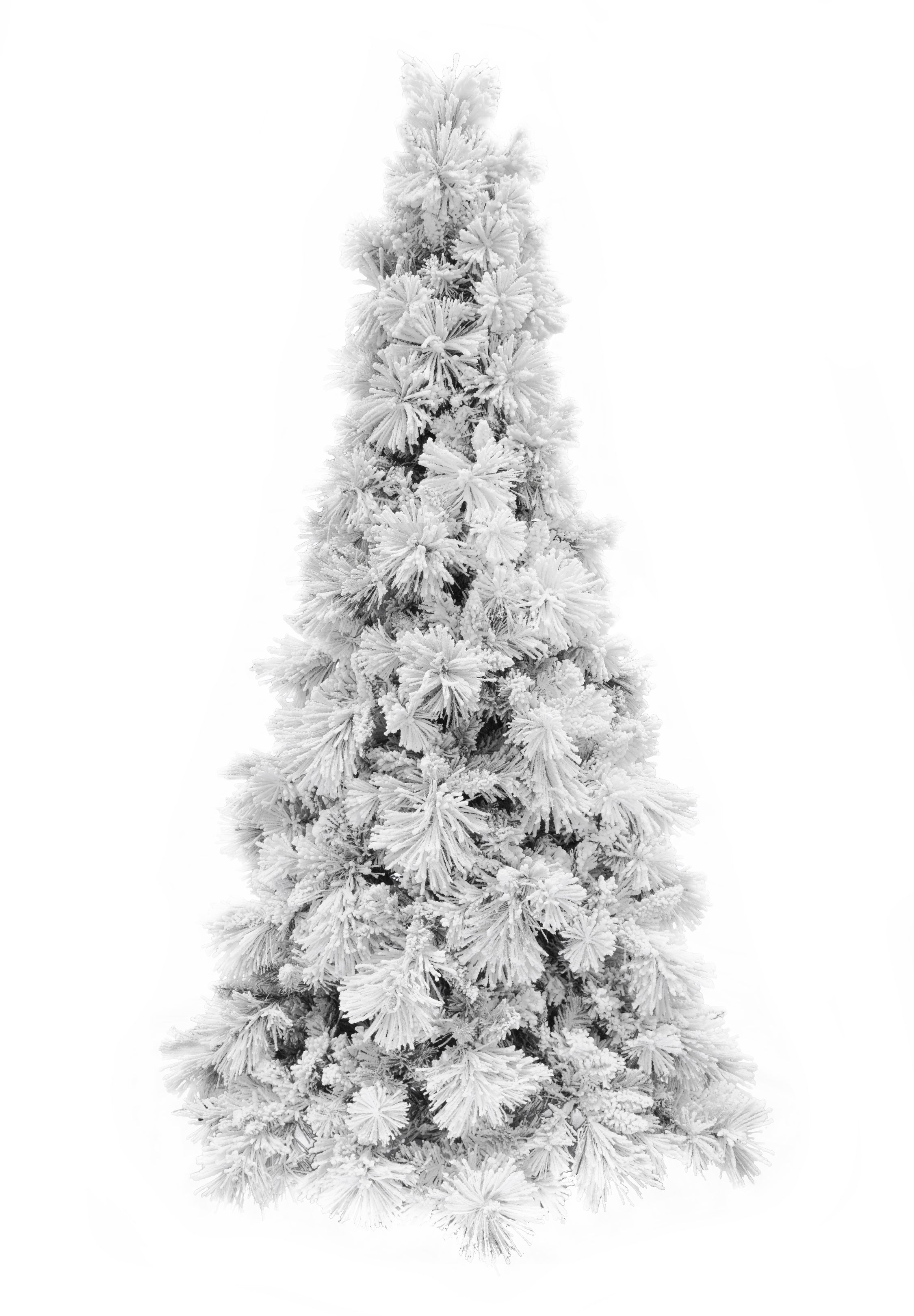 7.5' Slim Snow Flocked Atka Christmas Tree with Metal Stand and Instant Connect