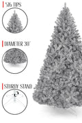 Full Bodied Metallic Silver Tinsel Tree with Metal Stand