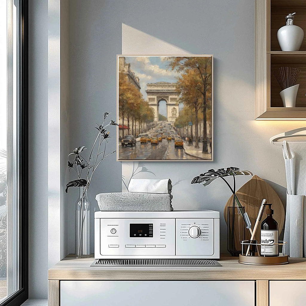 Autumn in Paris: Arc de Triomphe & Champs-Élysées Oil Painting Canvas Art