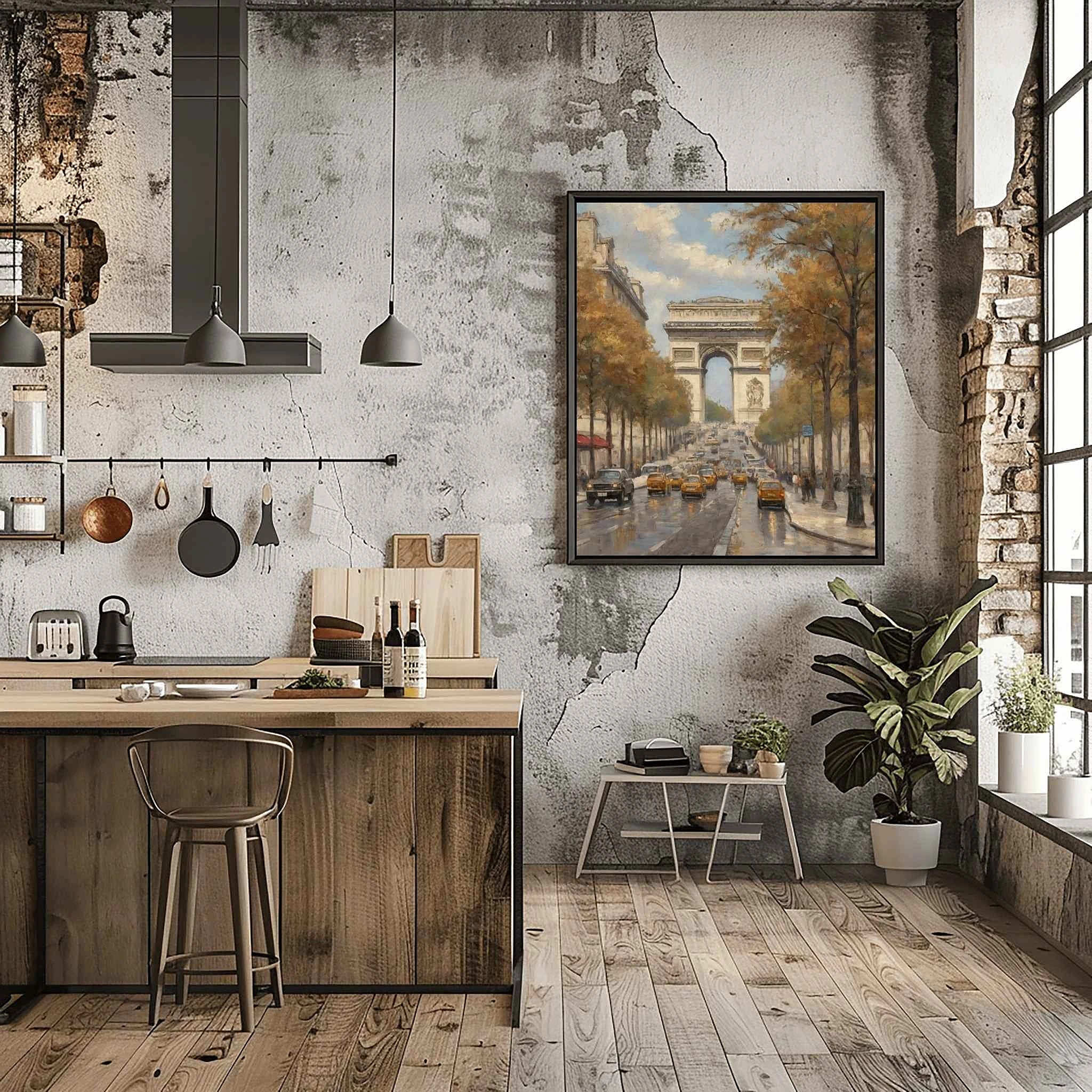 Autumn in Paris: Arc de Triomphe & Champs-Élysées Oil Painting Canvas Art