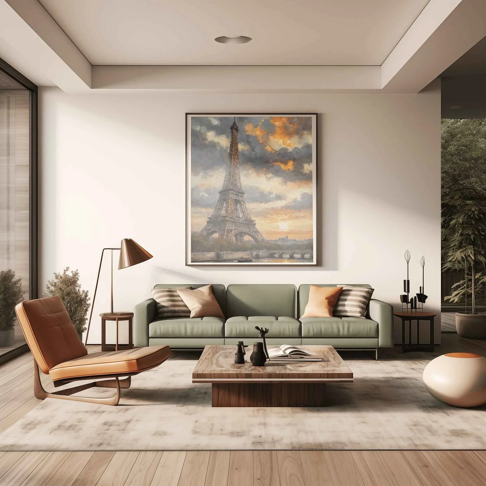 Parisian Sunset: Iconic Eiffel Tower & Seine River Twilight Oil Painting