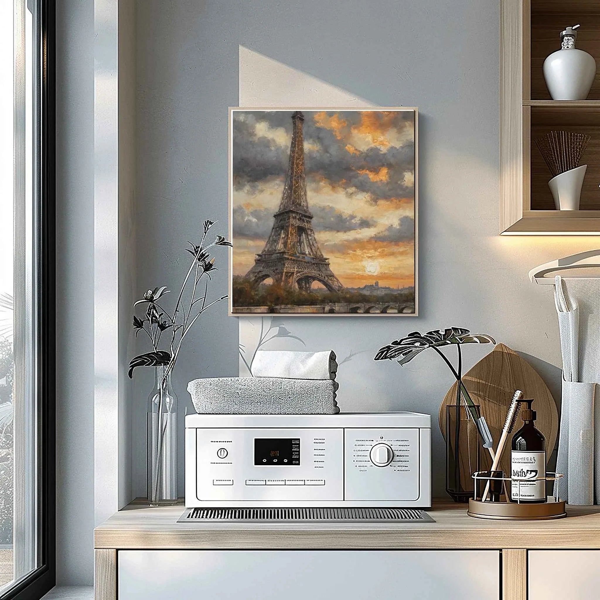Parisian Sunset: Iconic Eiffel Tower & Seine River Twilight Oil Painting