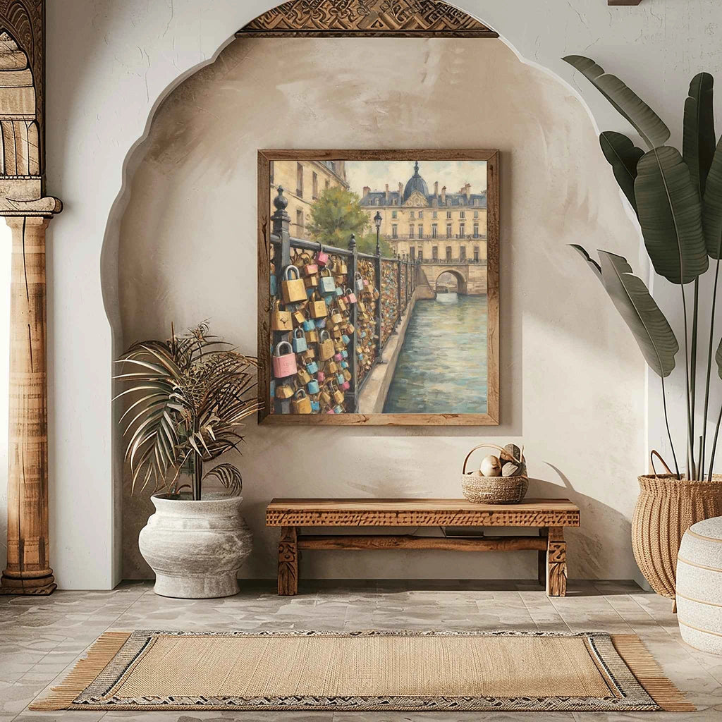 Eternal Love Bridge: Paris Pont des Arts & Iconic Love Locks Oil Painting