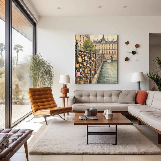 Eternal Love Bridge: Paris Pont des Arts & Iconic Love Locks Oil Painting