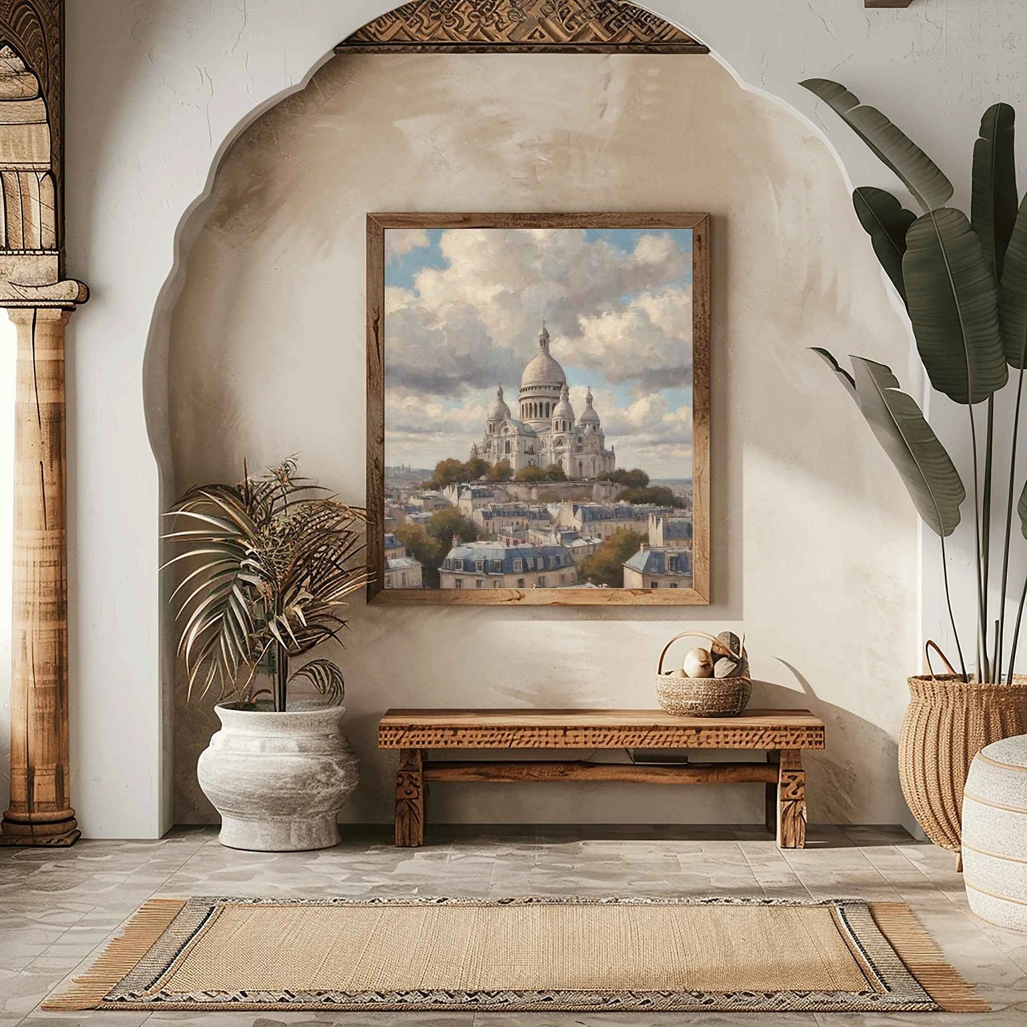Sacré-Cœur Zenith: Majestic Montmartre Basilica & Paris Rooftops Oil Painting