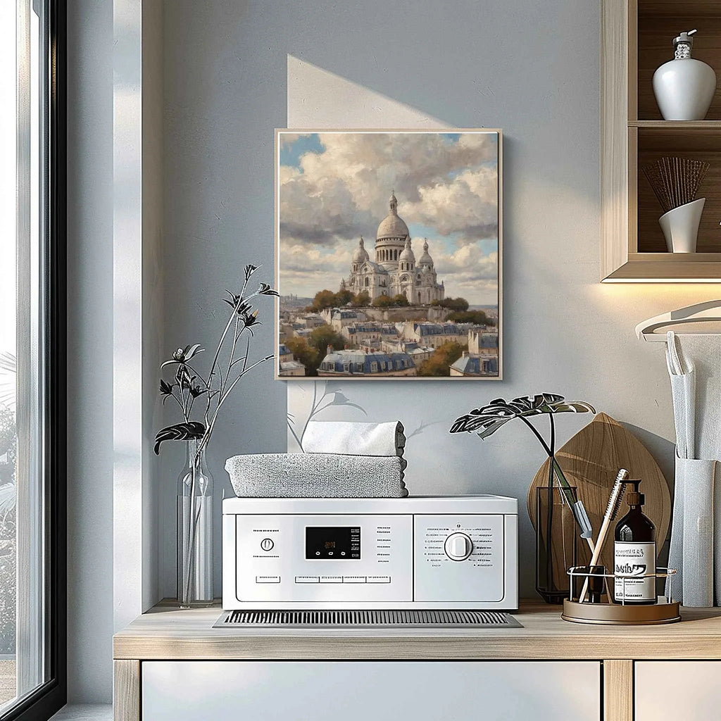 Sacré-Cœur Zenith: Majestic Montmartre Basilica & Paris Rooftops Oil Painting