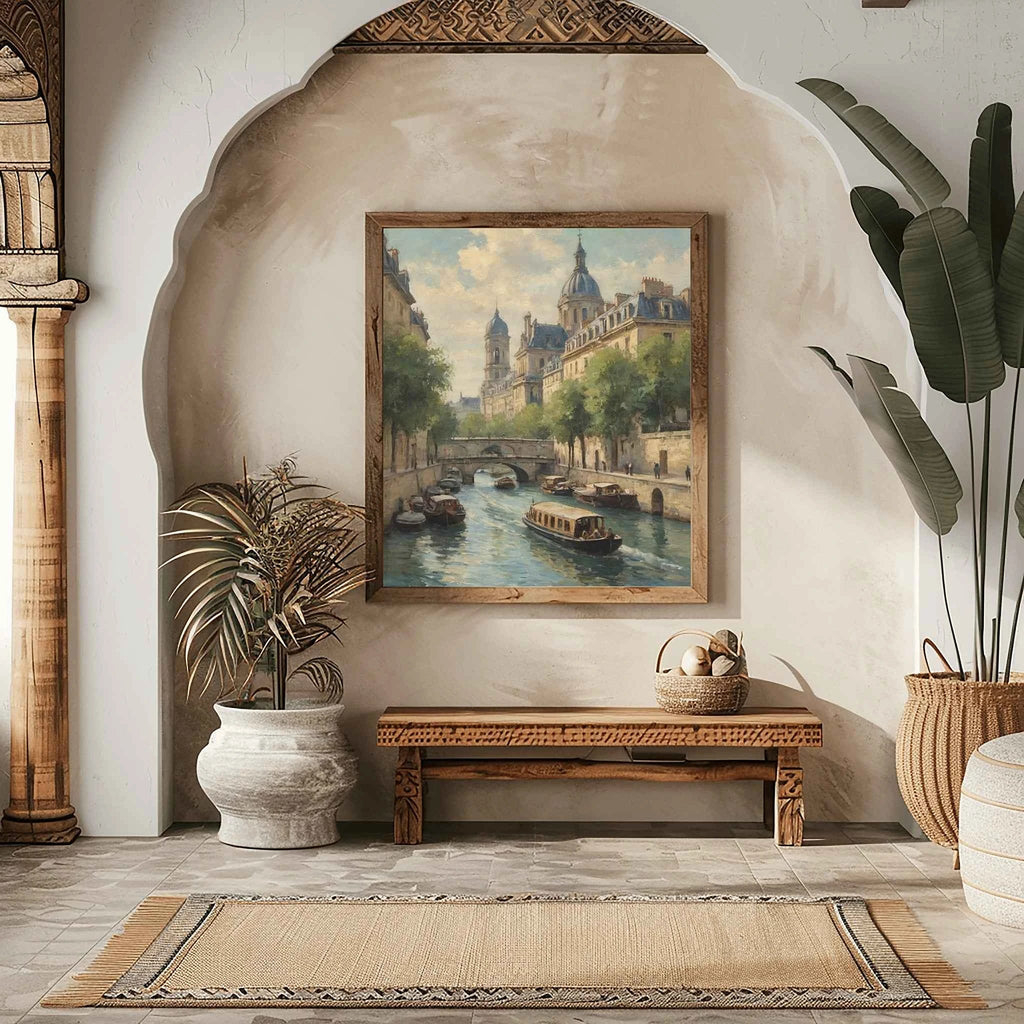 Seine Serenity: Iconic Paris River Cruise & Historic Waterfront Oil Painting