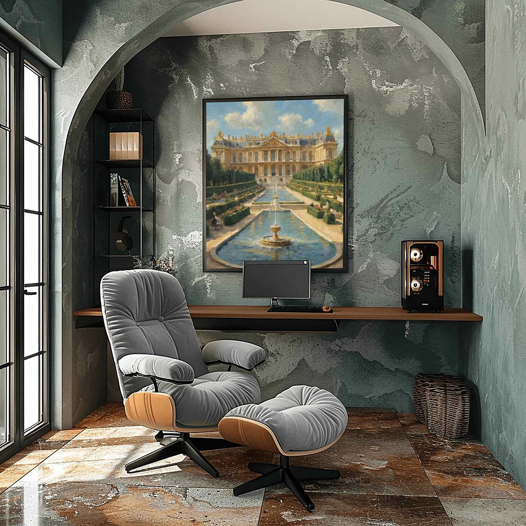 Royal Grandeur: Palace of Versailles Gardens & Golden Palace Oil Painting