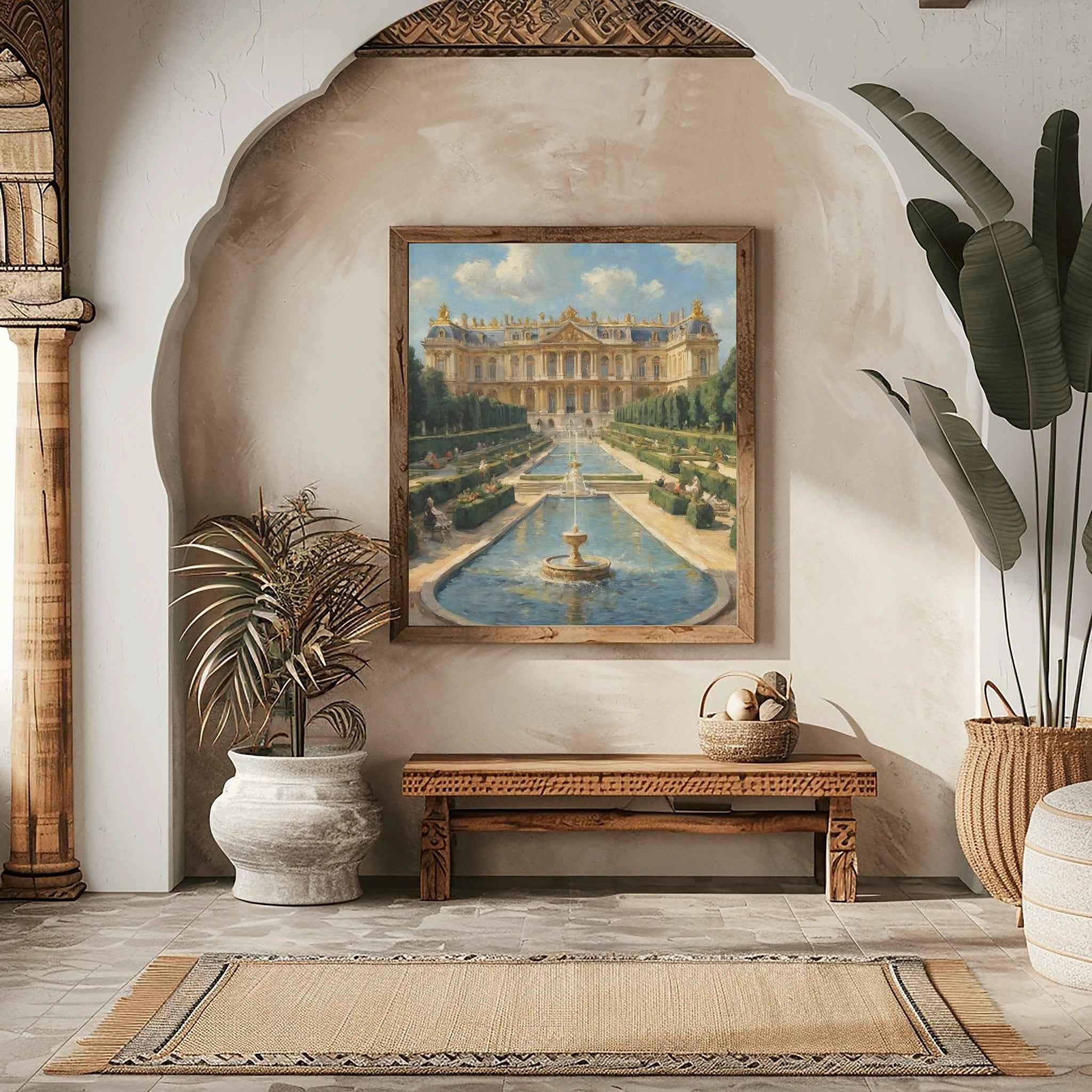 Royal Grandeur: Palace of Versailles Gardens & Golden Palace Oil Painting