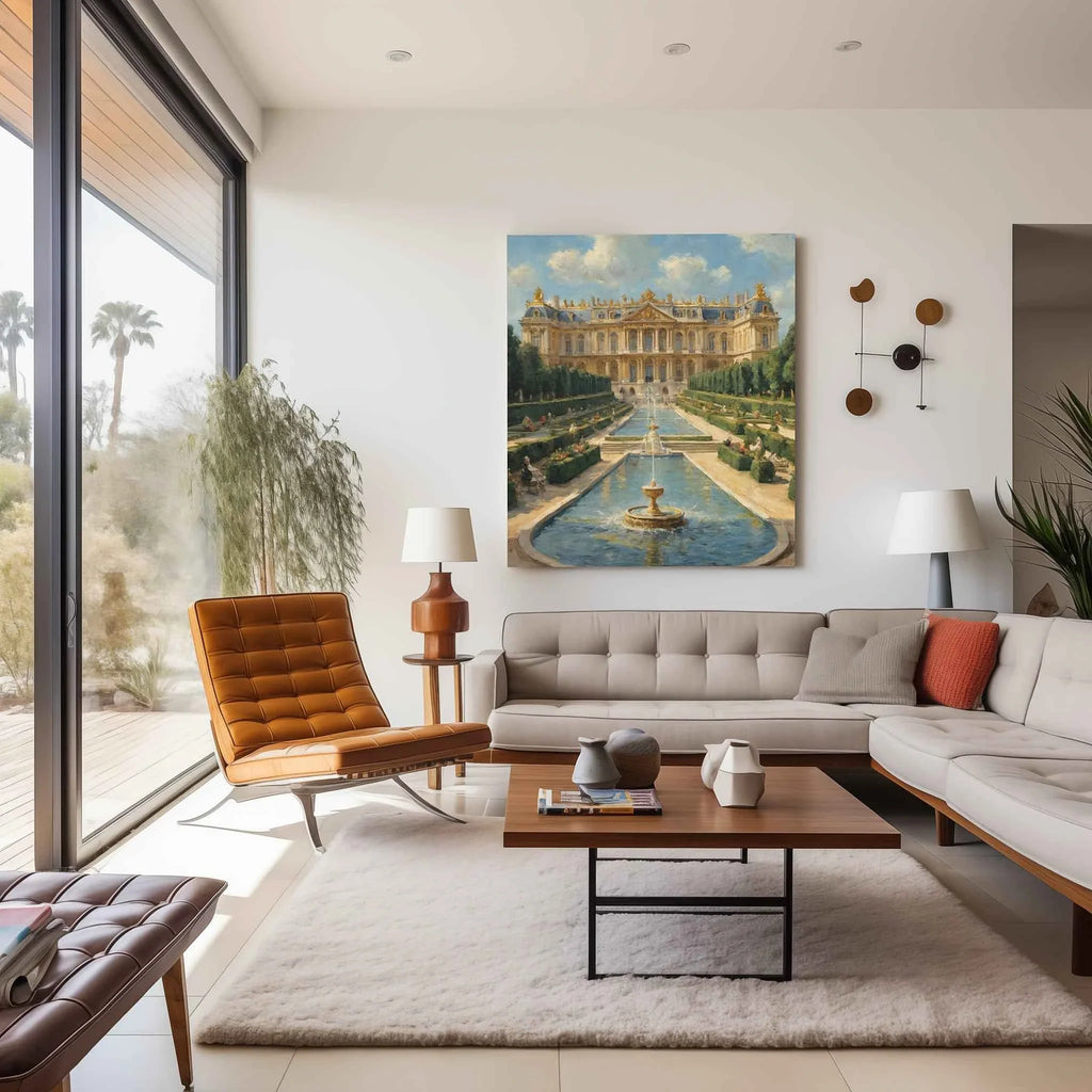 Royal Grandeur: Palace of Versailles Gardens & Golden Palace Oil Painting