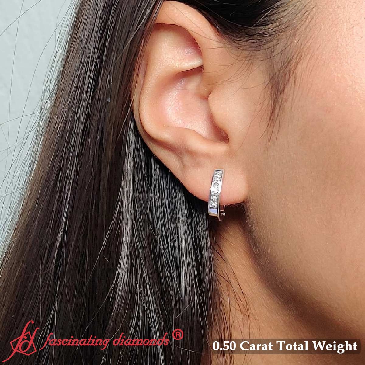 Channel Set Huggie Hoop Earring