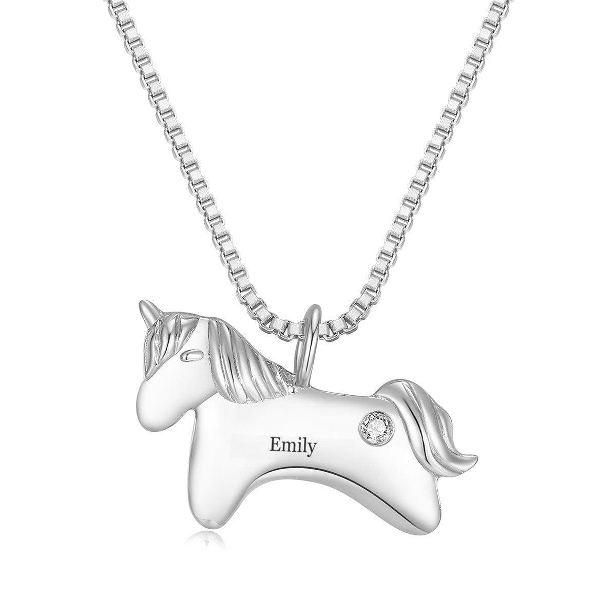 Personalized Unicorn Birthstone Necklace | Gift Box Included | Gold, Silver, Rose