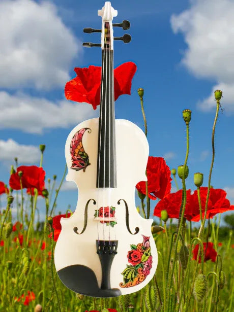 Butterfly Rose Tattoo White 1/4 Violin Outfit SUPER SAVINGS