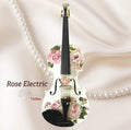 Rose Delight Electric Acoustic Violin Outfit | Electric Violin with Rose Design, Mechanical Pegs & Carbon Fiber Bow