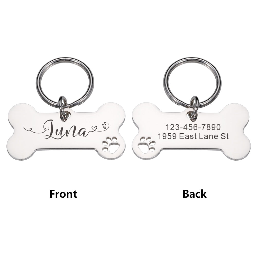 Personalized Pet Cat Dog Tags Shiny Steel Free Engraving Nameplate