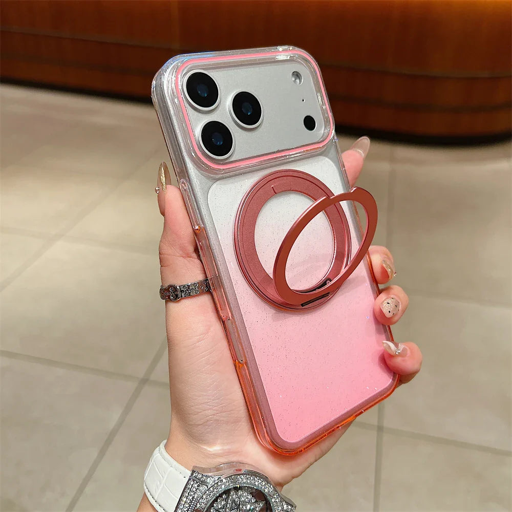 Transparent 360°Rotating Metal Holder Ring Bracket For Magsafe Magnetic Case For iPhone