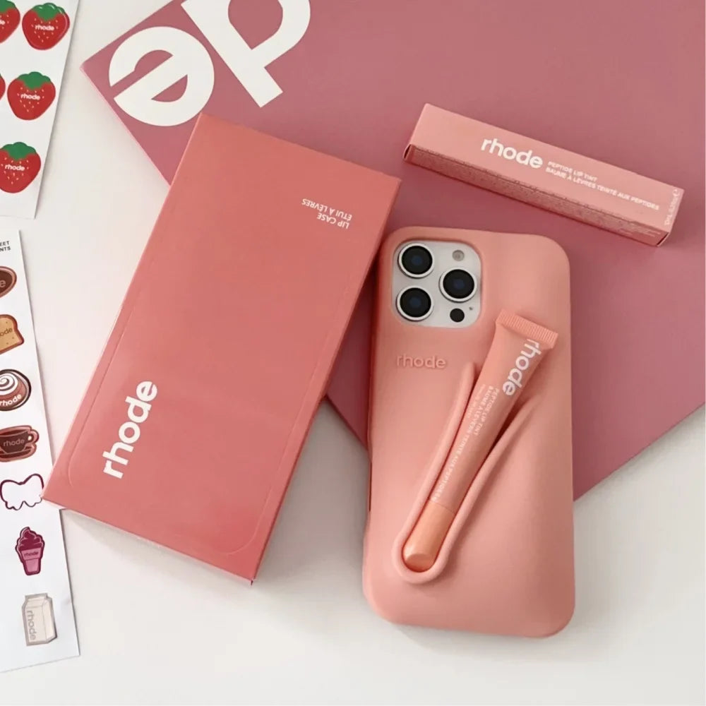 4 Piece Gift Set Rhode Lip iPhone Case With Shopping Bag