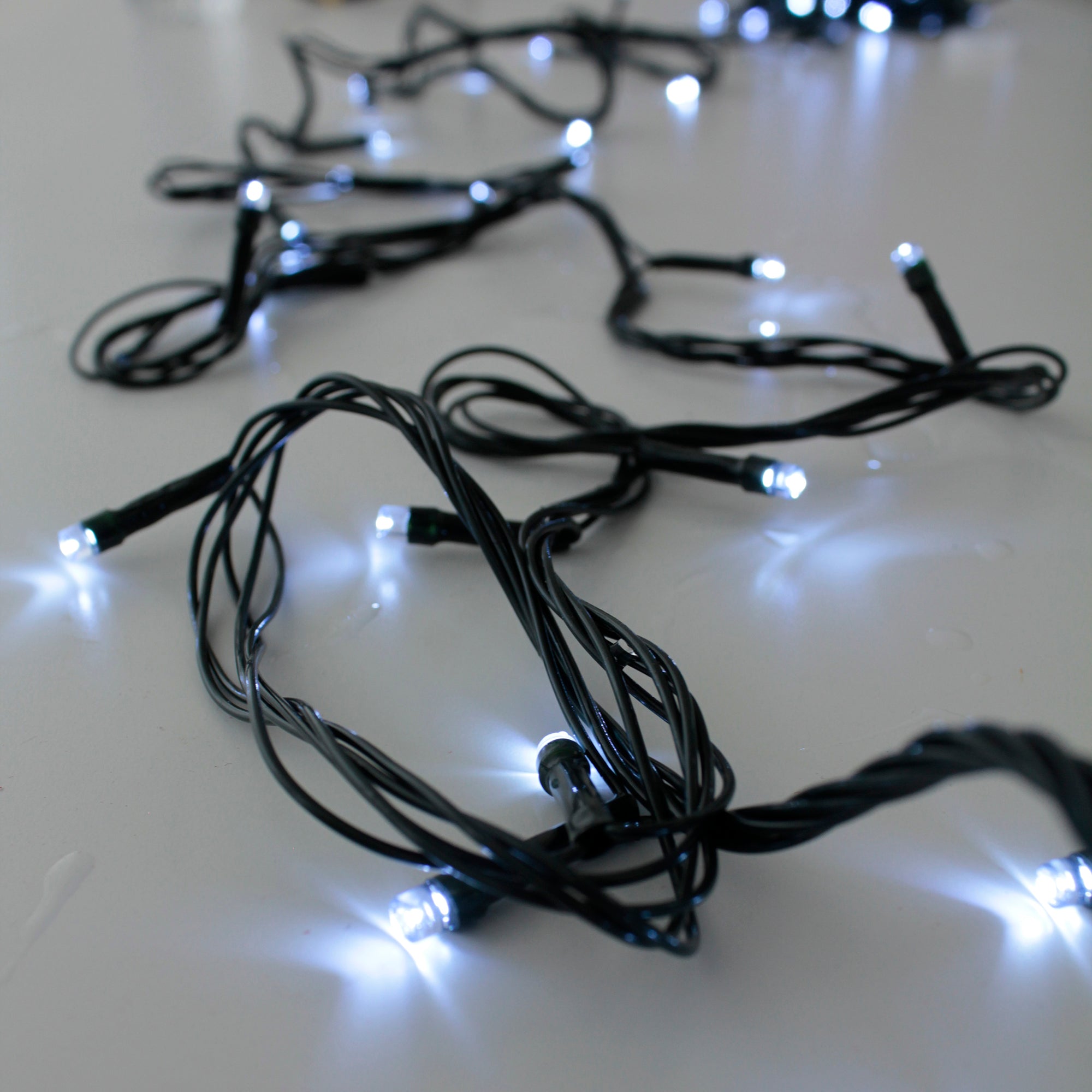 100 LED Green Wire String Light with connector Waterproof - White