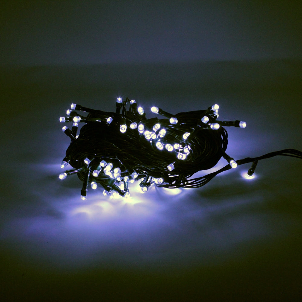 100 LED Green Wire String Light with connector Waterproof - White