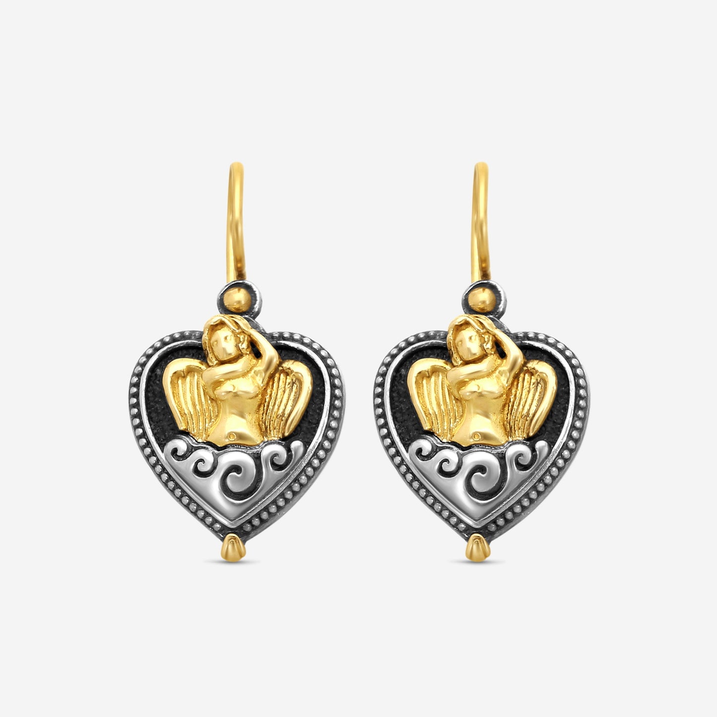 "KONSTANTINO - ""Angelic"" Sterling Silver & 18k Yellow Gold Earrings - SKMK3185-130  Earring Dimensions: 1.00 x 0.62 in."