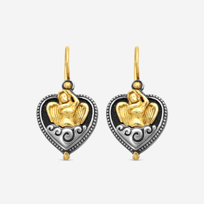 "KONSTANTINO - ""Angelic"" Sterling Silver & 18k Yellow Gold Earrings - SKMK3185-130  Earring Dimensions: 1.00 x 0.62 in."