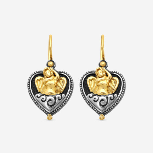 "KONSTANTINO - ""Angelic"" Sterling Silver & 18k Yellow Gold Earrings - SKMK3185-130  Earring Dimensions: 1.00 x 0.62 in."