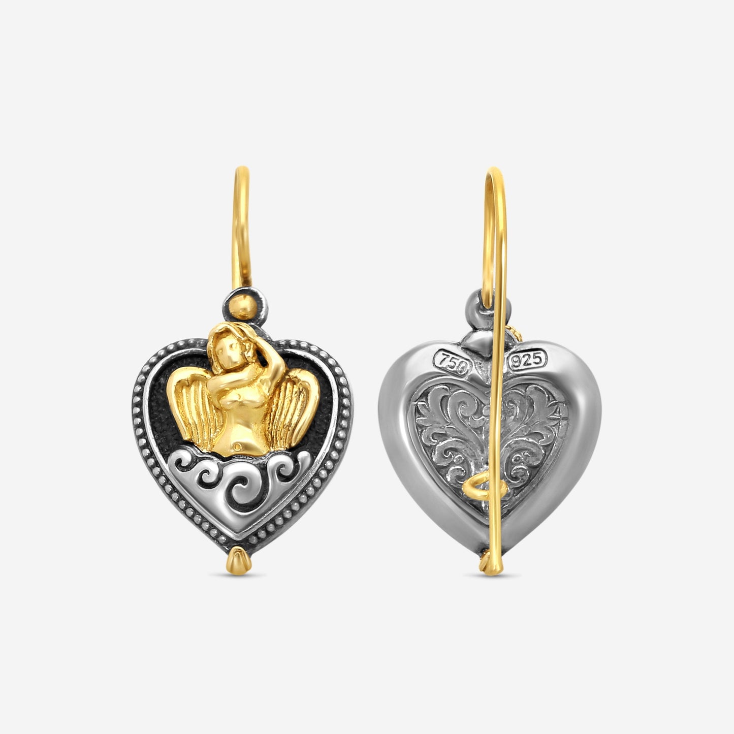 "KONSTANTINO - ""Angelic"" Sterling Silver & 18k Yellow Gold Earrings - SKMK3185-130  Earring Dimensions: 1.00 x 0.62 in."