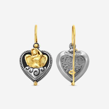"KONSTANTINO - ""Angelic"" Sterling Silver & 18k Yellow Gold Earrings - SKMK3185-130  Earring Dimensions: 1.00 x 0.62 in."