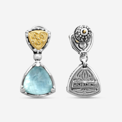 KONSTANTINO - "Gen K 2" Sterling Silver & 18k Yellow Gold, Aquamarine Triplet Earrings (AQM: 9mm) - SKMK3211-655

Earring Dimensions: 0.88 in.