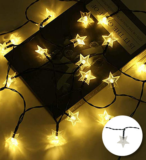 100 LED Solar String Light - Star - Warm White