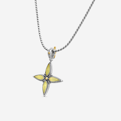 KONSTANTINO - "Gen K 2" Sterling Silver & 18k Yellow Gold, Yellow Agate Triplet Cross - STKJ425-649 S/S Chain Included:CHKJ22-131-18 (Length - 18in.)"