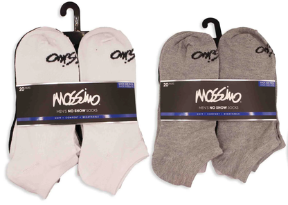 Mossimo Men's No Show Socks 20-Pack – Low Cut Ankle Socks for Sneakers, Everyday & Athletic Wear | Size 10-13, Bulk Value Pack