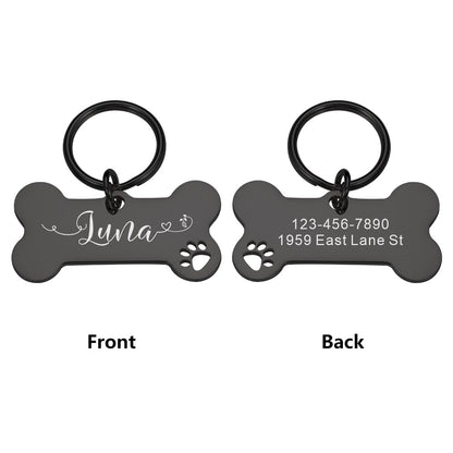 Personalized Pet Cat Dog Tags Shiny Steel Free Engraving Nameplate