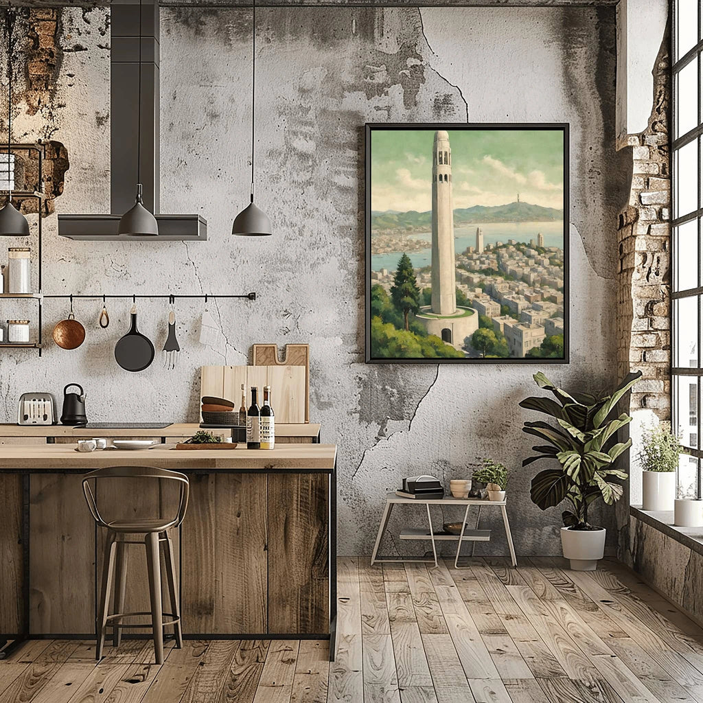 Coit Tower Poster Canvas Artwork - San Francisco Collection