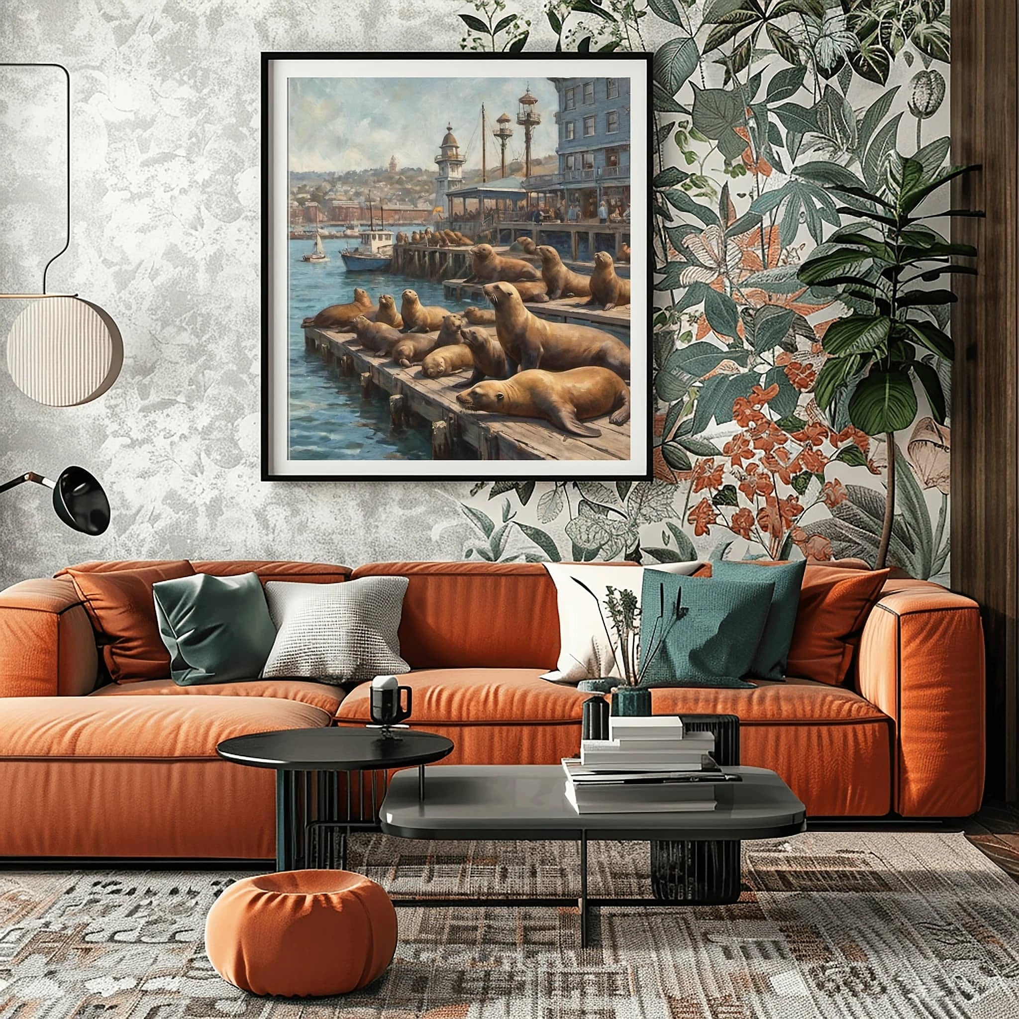 Fisherman's Wharf Sea Lions Poster Canvas Artwork - San Francisco Collection