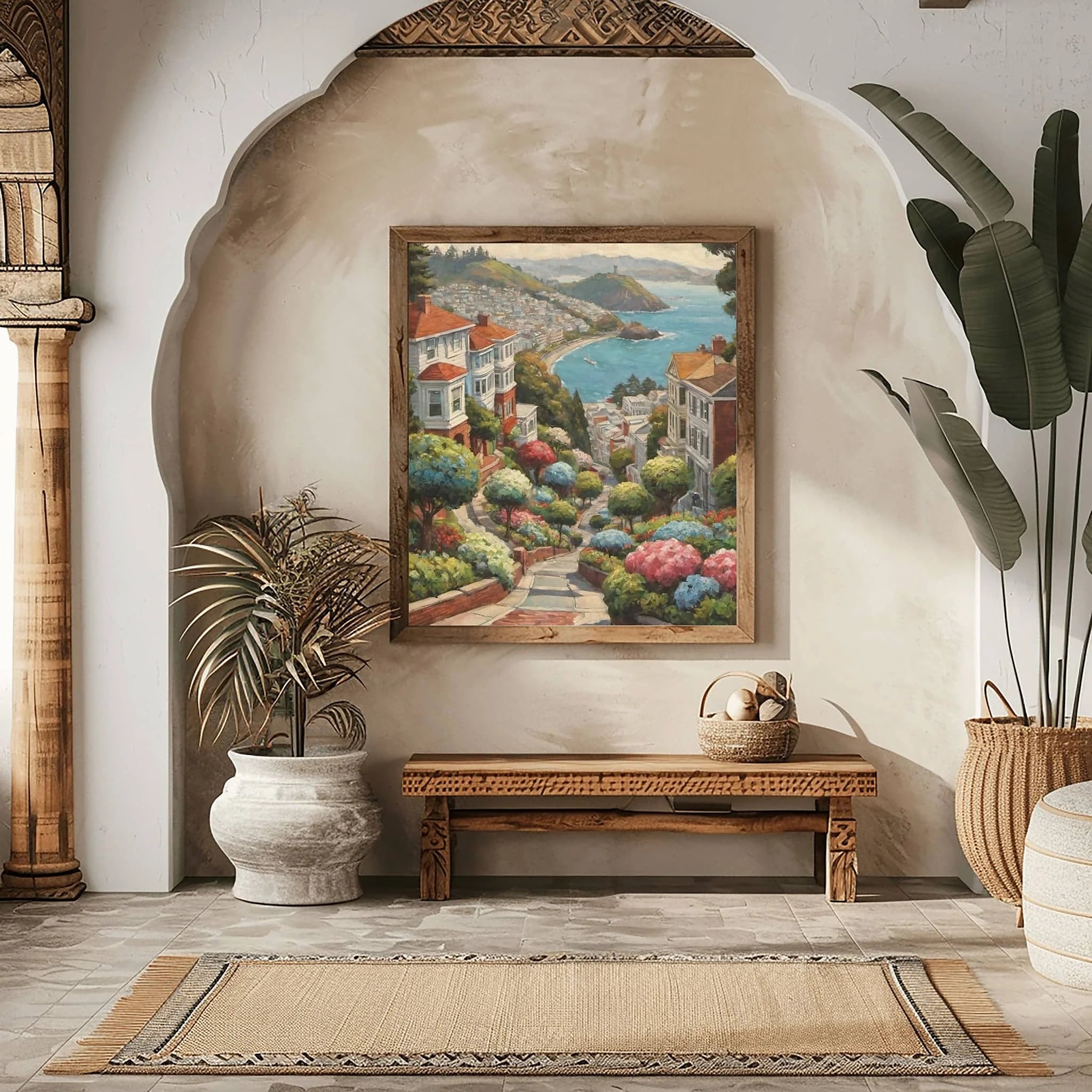 Lombard Street Poster Canvas Artwork - San Francisco Collection
