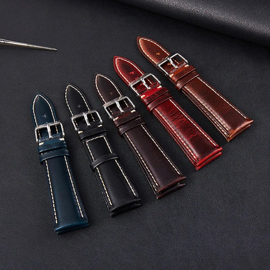 COROS Bands Leather Watch Strap Vintage Oil Wax Cowhide Unisex Buckle