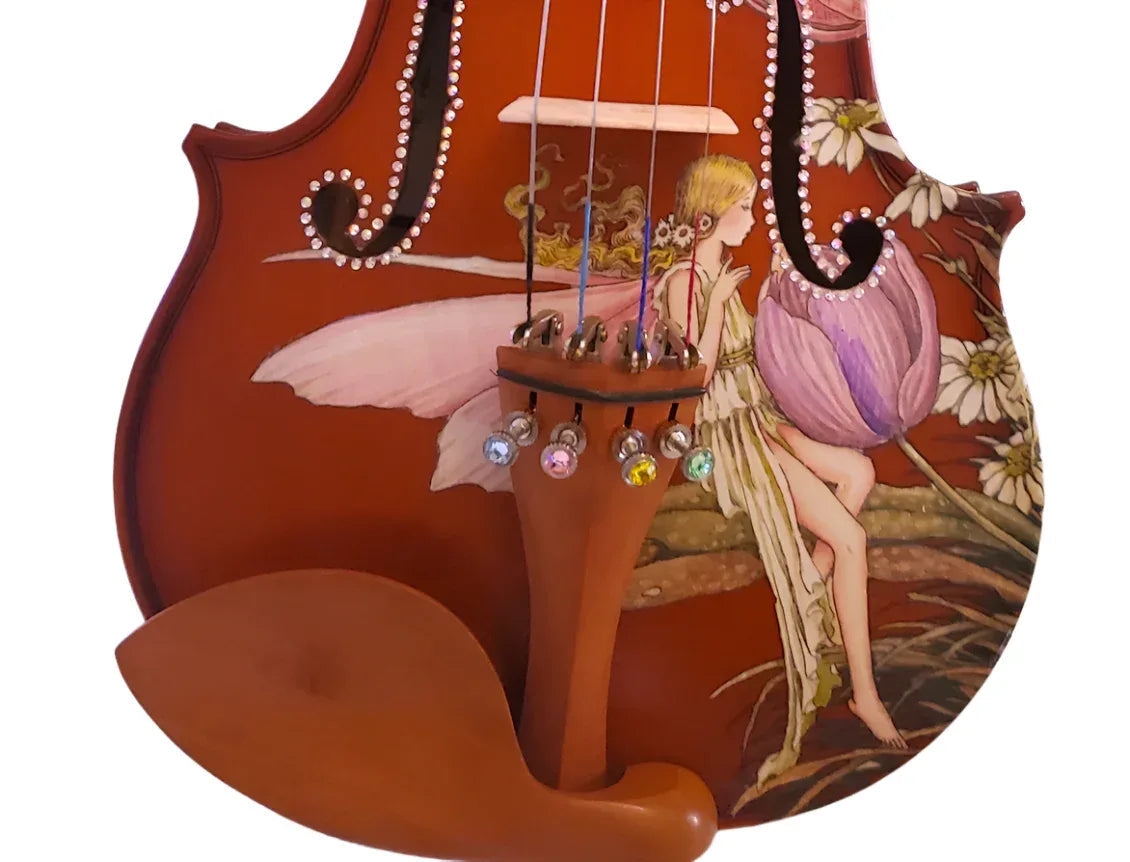 Fairy Violin II Outfit | Pastel Fairy Violin with Crystal Fine Tuners, Brazilwood Bow & Case