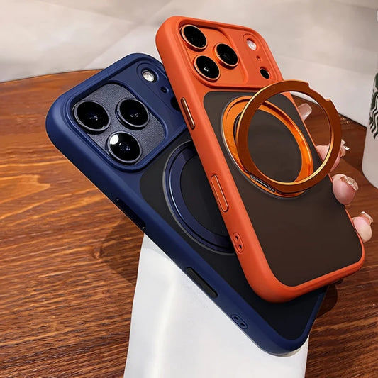 Matte Rotating Bracket Holder Magnetic Phone Case For iPhoneCover