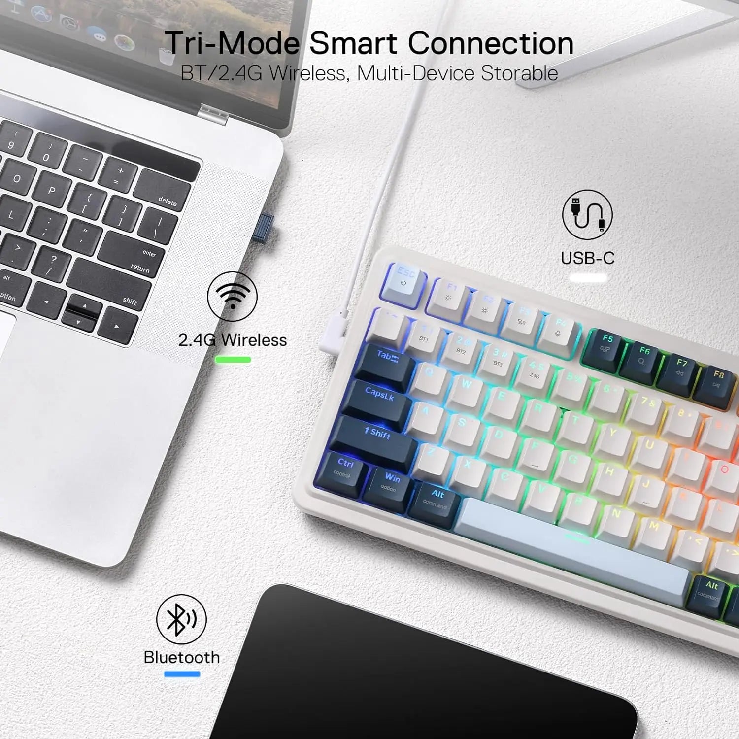 98 Keys 3-Mode Wireless Gasket RGB Gaming Mechanical Keyboard