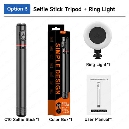 TOKQI C10 Tripod 72inch Extendable Bluetooth Selfie Stick, Aluminum Alloy Brackets for Smartphone iPhone Android Cellphone Shoot