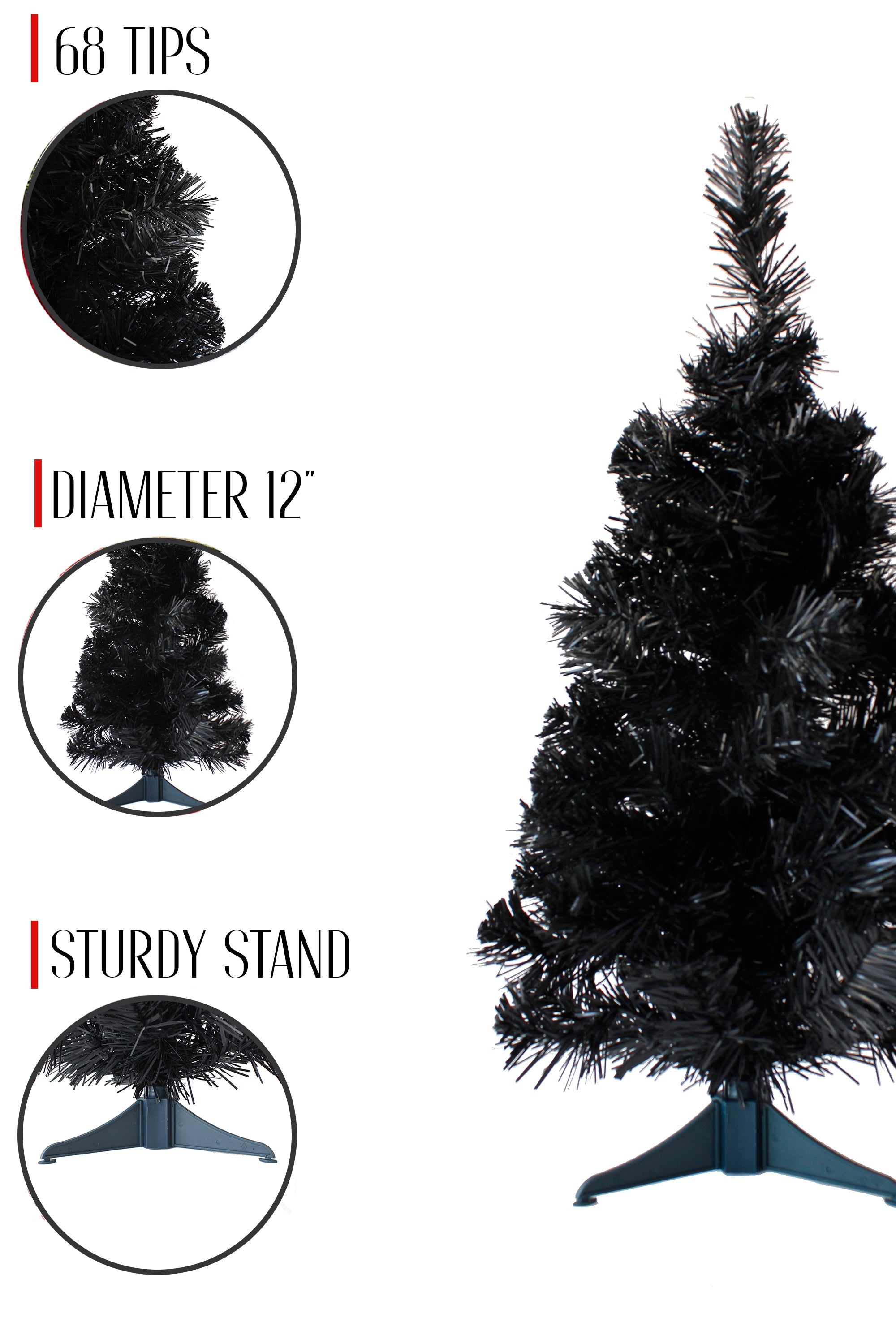 2' Black Tabletop Tree with Stand