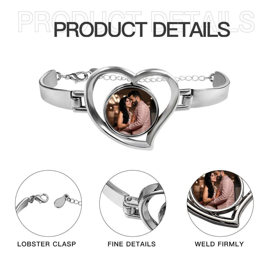 Custom Photo Heart Bracelet – Personalised Picture Bangle