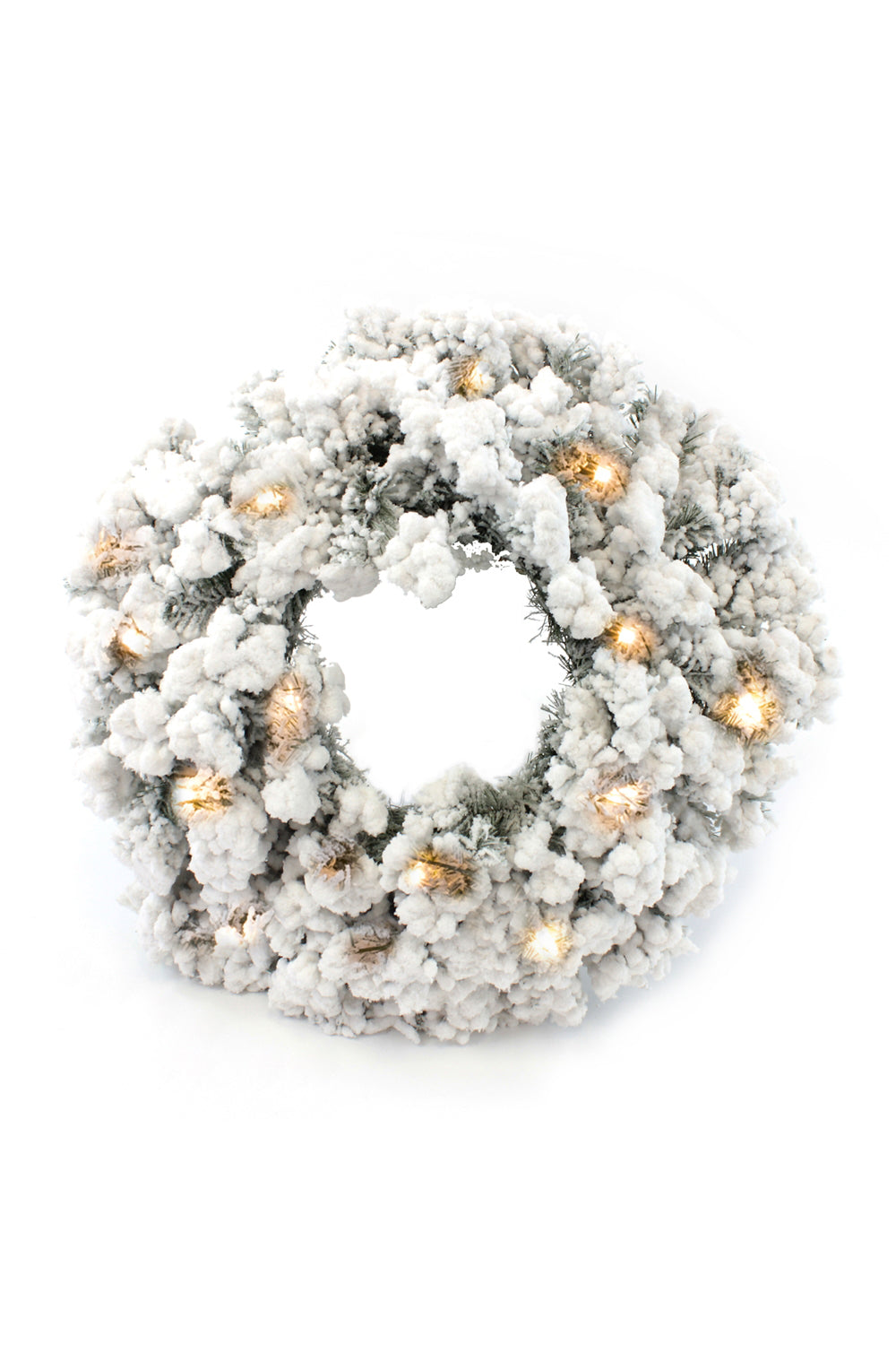Prelit Heavy Flocked Pine Wreath