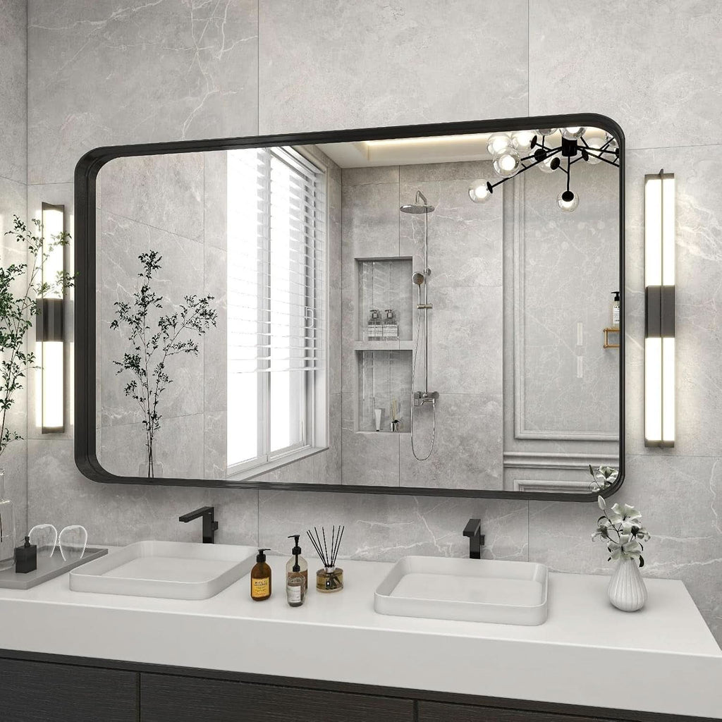Bathroom Mirror 30x48 Inch Black Deep Frame Wall Mirror