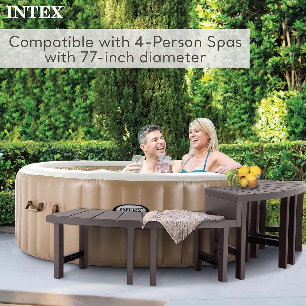 Two Medium Height PureSpa Benches For Four Person Spas Featuring Curved Seating Set