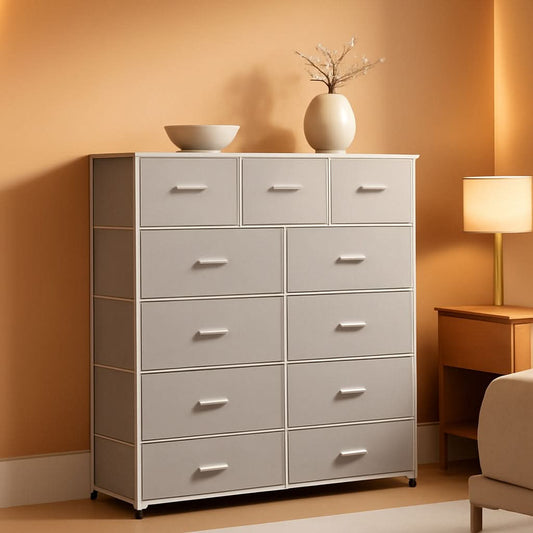 Tall Fabric Dresser Storage Tower With 11 Deep Drawers